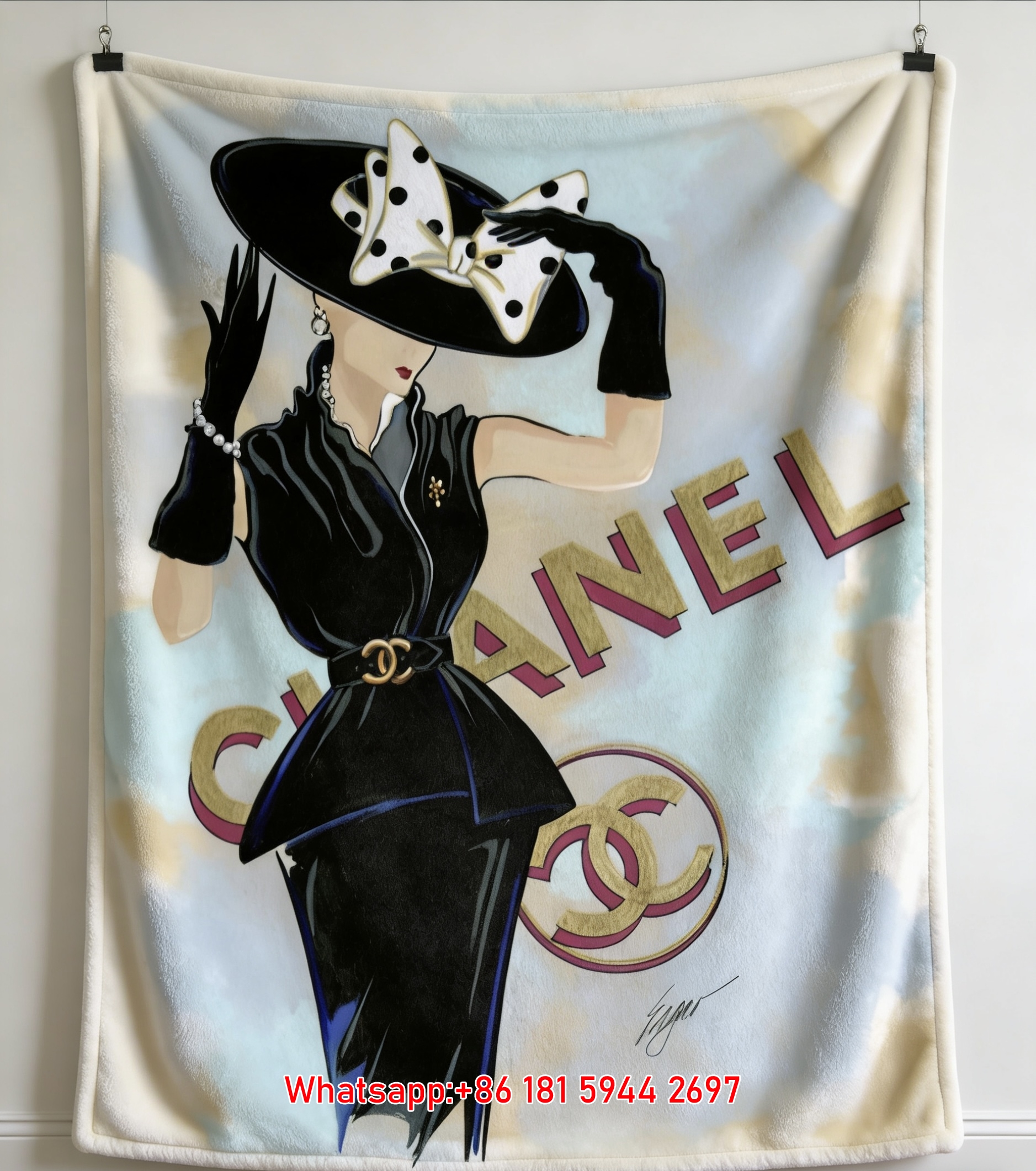 Chanel Style Elegant Lady Flannel Throw Blanket IMG_7365